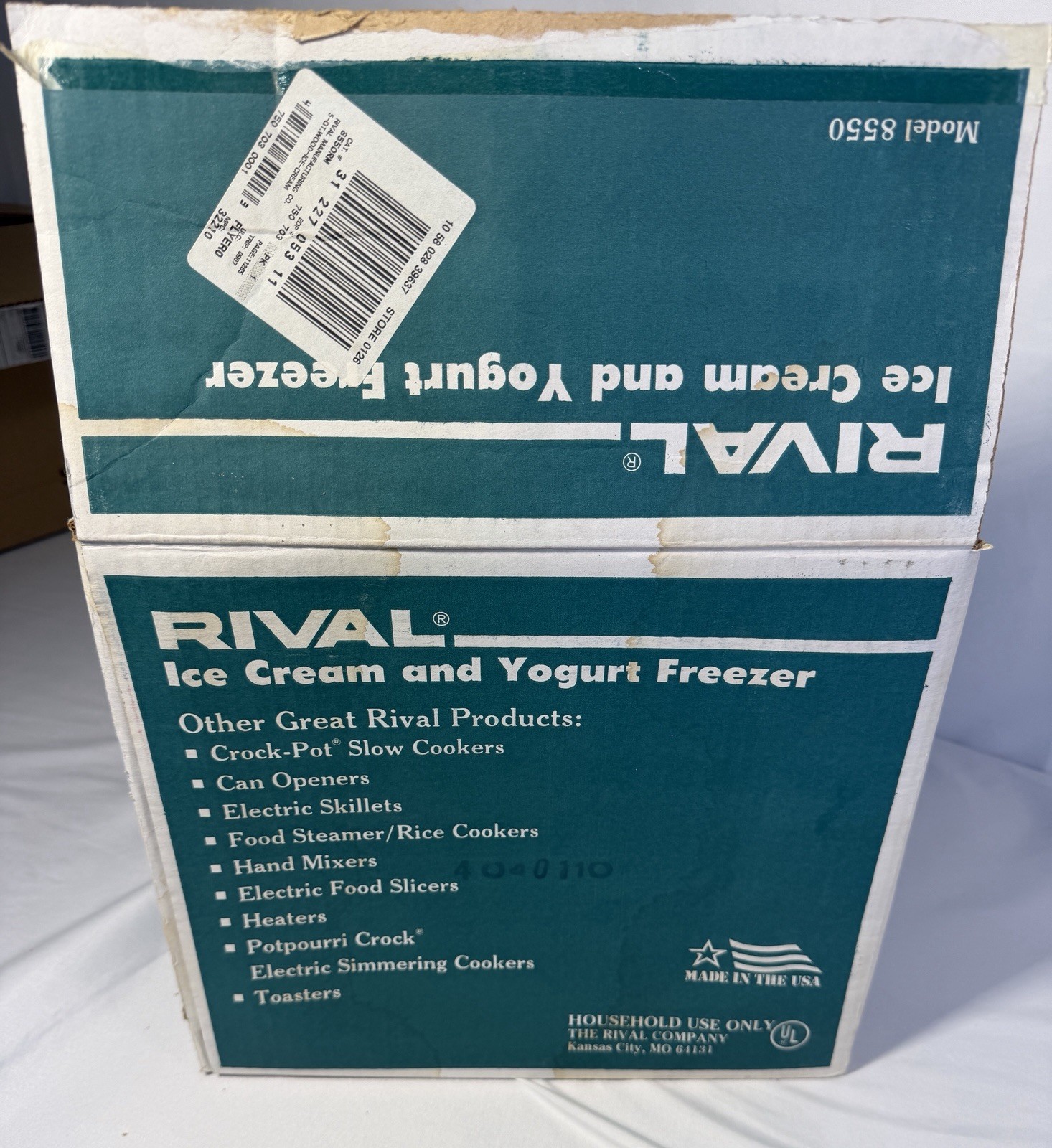 Vintage Rival Ice Cream Maker 5 Qt Wood Bucket Model 8550 Complete in Box