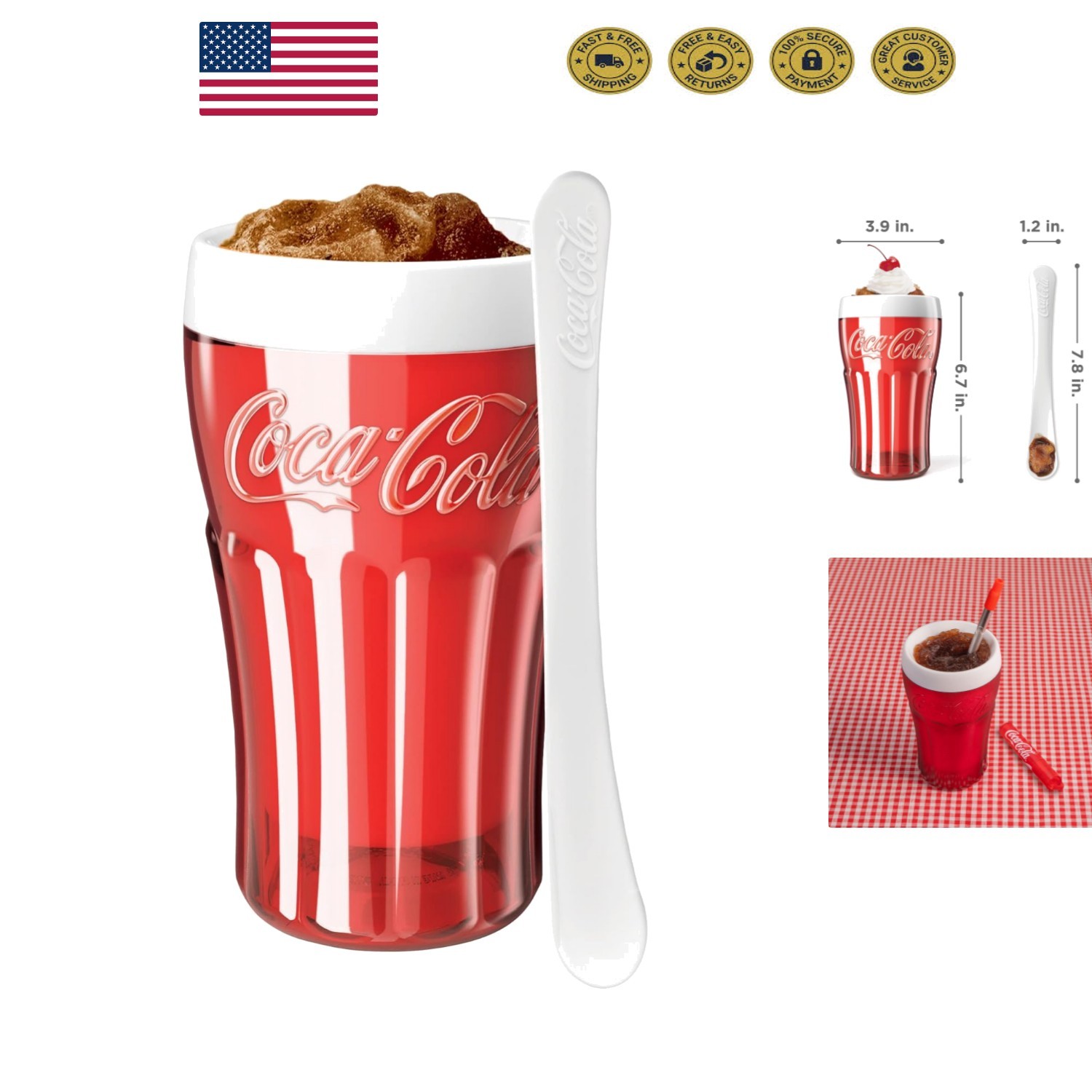 Coca-Cola Float & Slushie Maker – Retro 8oz Freezer Cup for Quick Treats