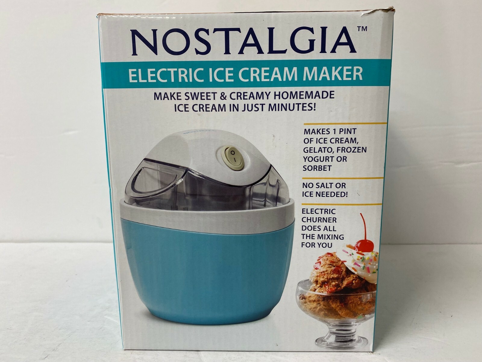 Nostalgia Electric Ice Cream Maker Blue 1-Pint – New