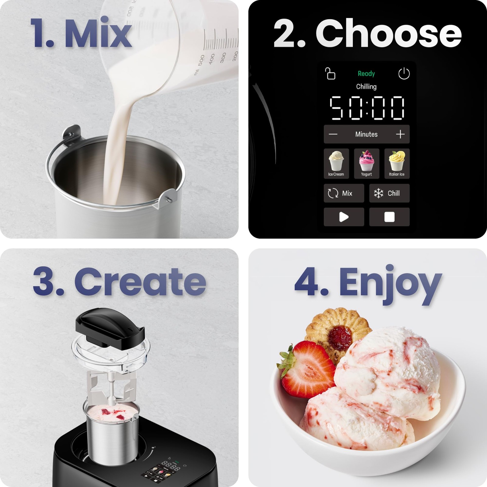 Iceman by Chefman Ice Cream Digital Display w/ 3 Presets,2 Pint Inserts Included
