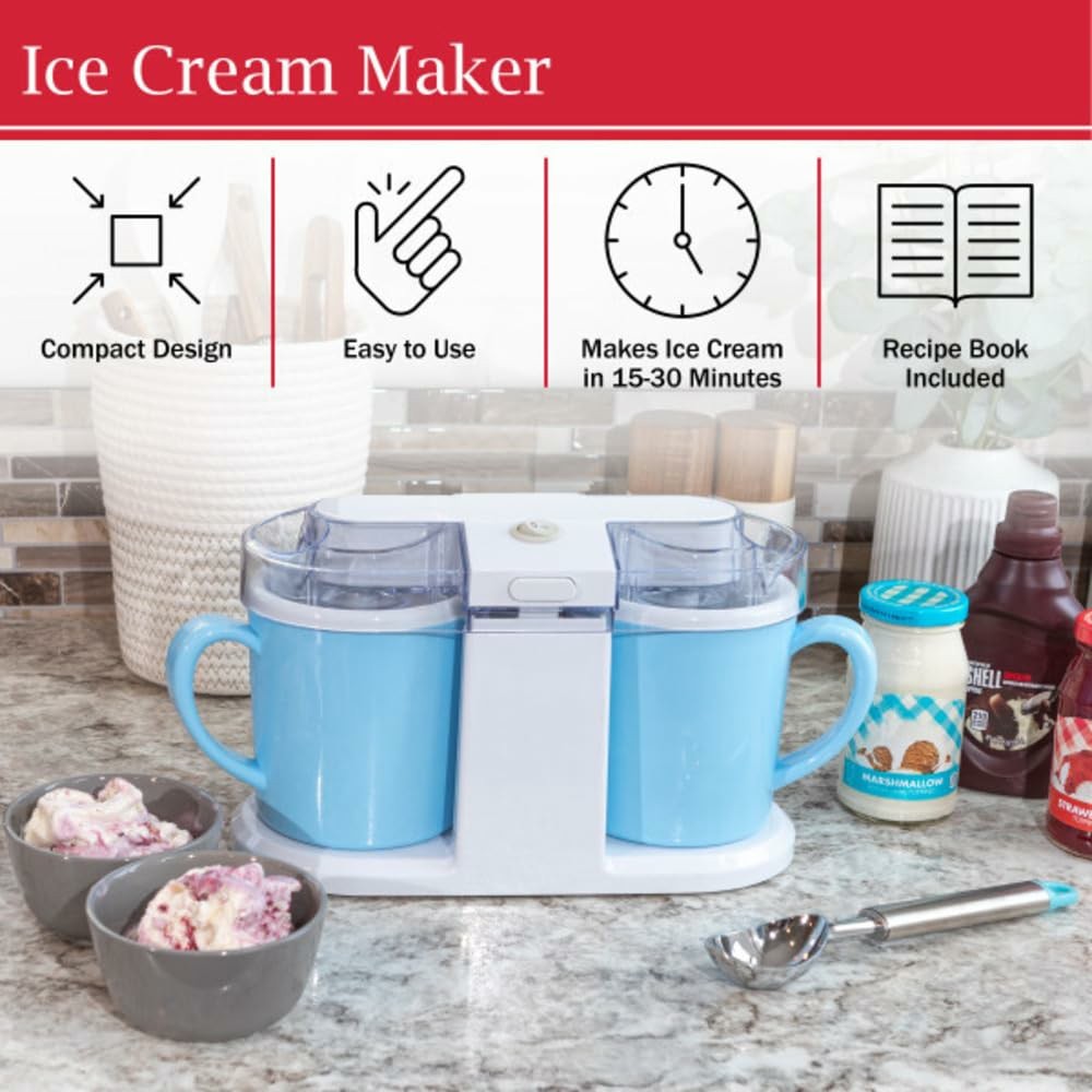 Classic Cuisine 1 QT Ice Cream Maker for Ice Cream,Sorbet, Gelato, Frozen Yogurt