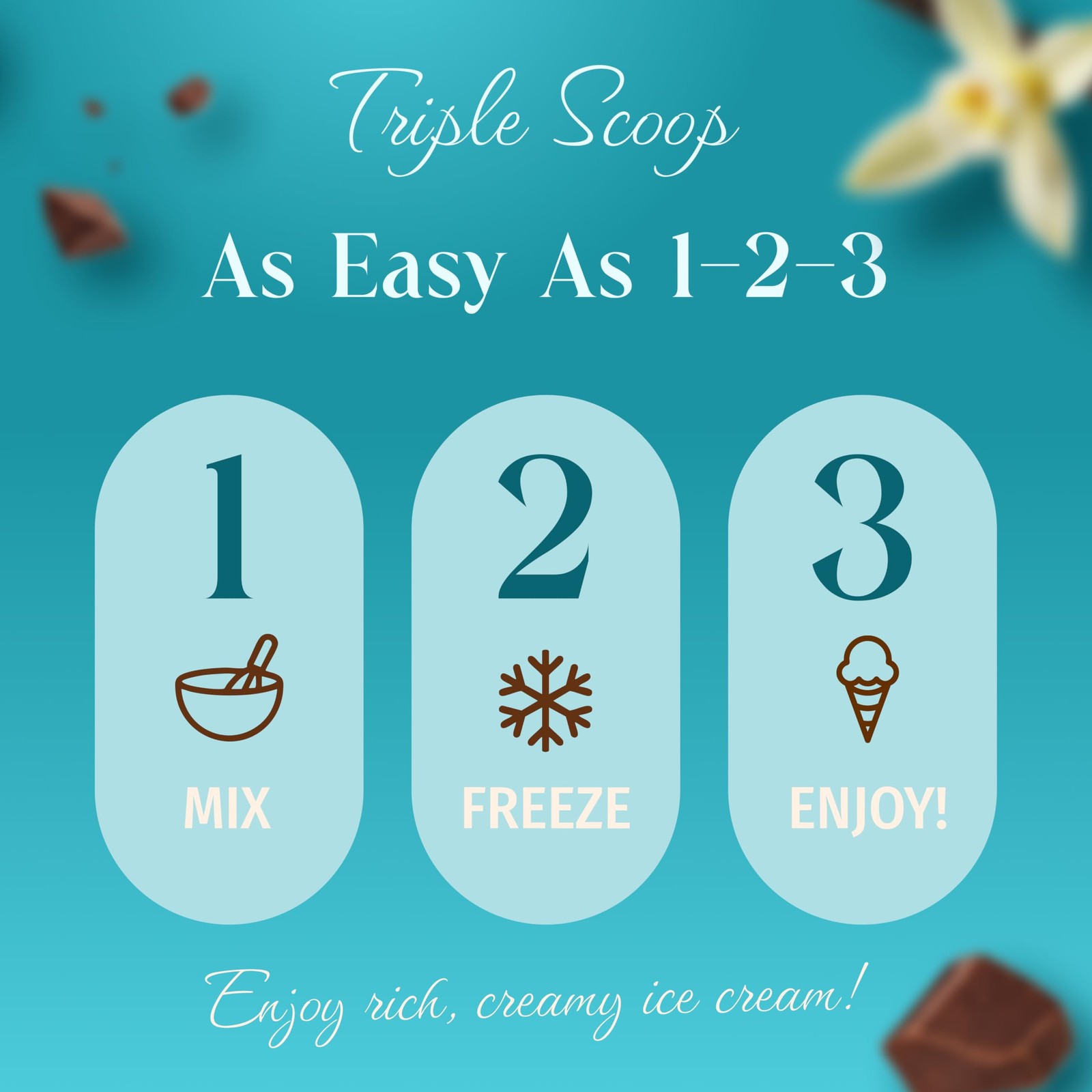 Triple Scoop – Premium Vanilla Choc Chip Ice Cream Mix For 1 Pack
