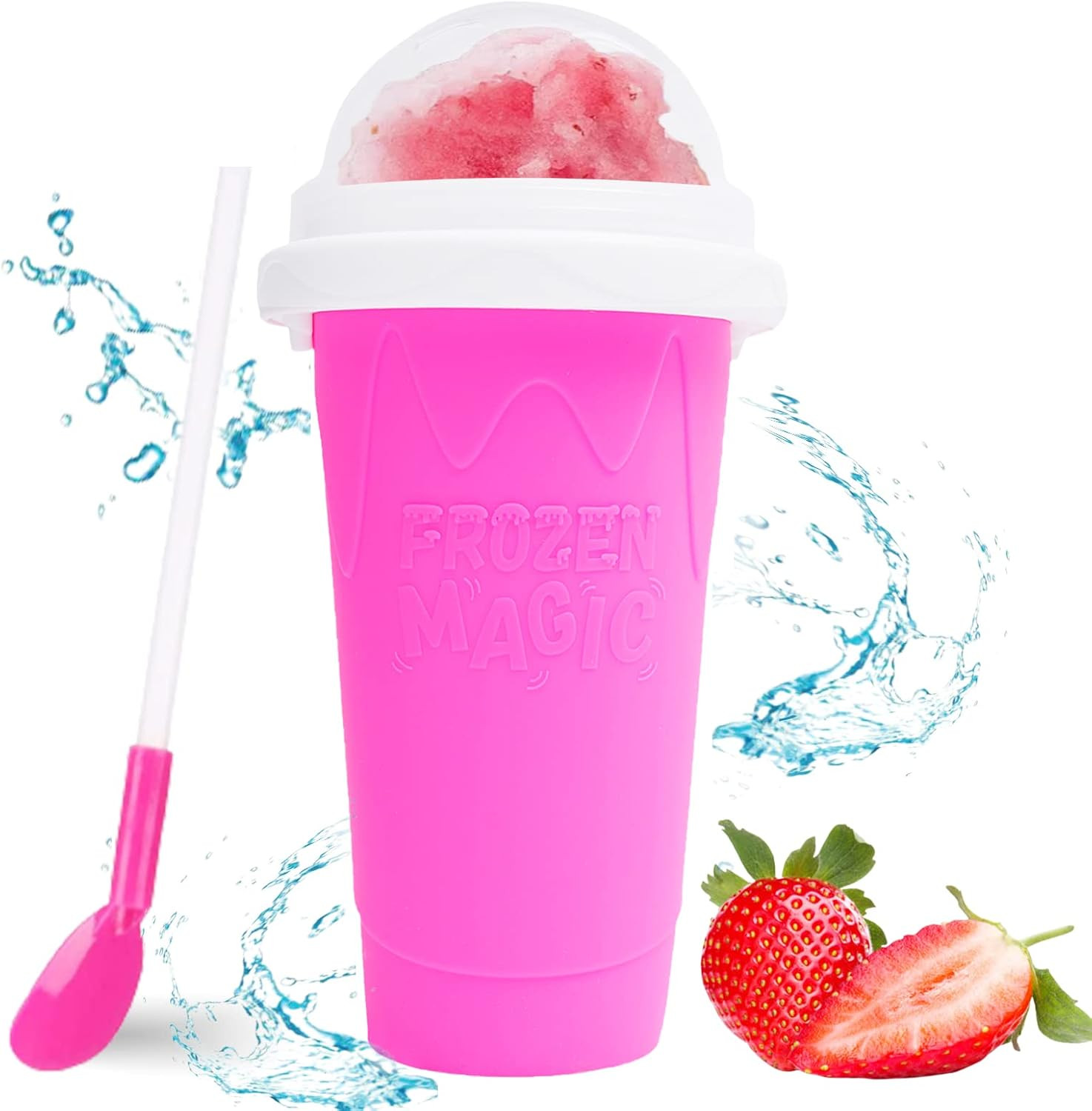 Slushie Cup, Frozen Magic Squeeze Slushy Maker Squishy Cup (Blue) | Instant Froz