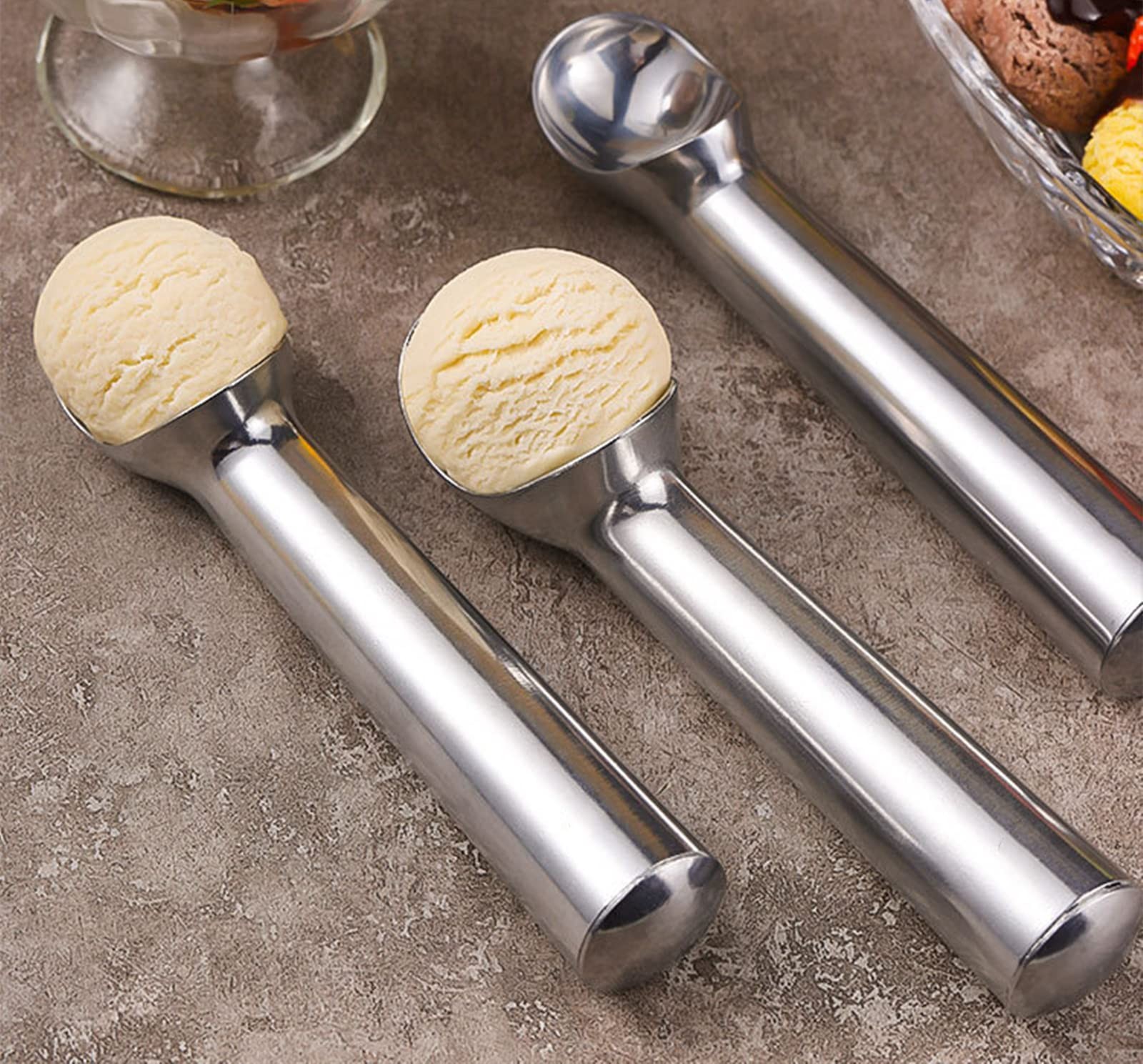Zittop Ice Cream Scoop with Modern Heat-Conducting Aluminum Ergonomic Silver
