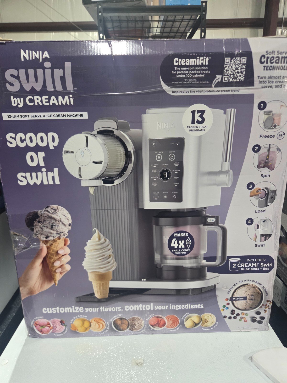 Ninja Swirl by CREAMi NC701 13-in-1 Soft Serve Maker, 16 oz, One-Touch