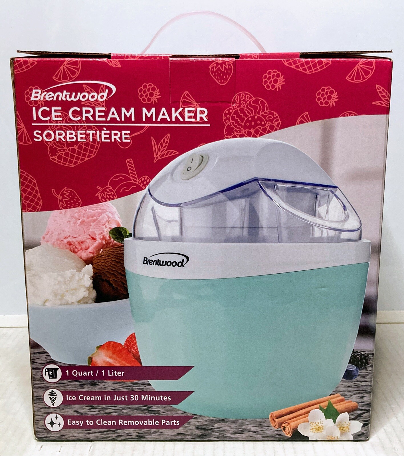 Brentwood TS-1410BL 1 Qt Ice Cream & Sorbet Maker Frozen Yogurt Gelato Custard