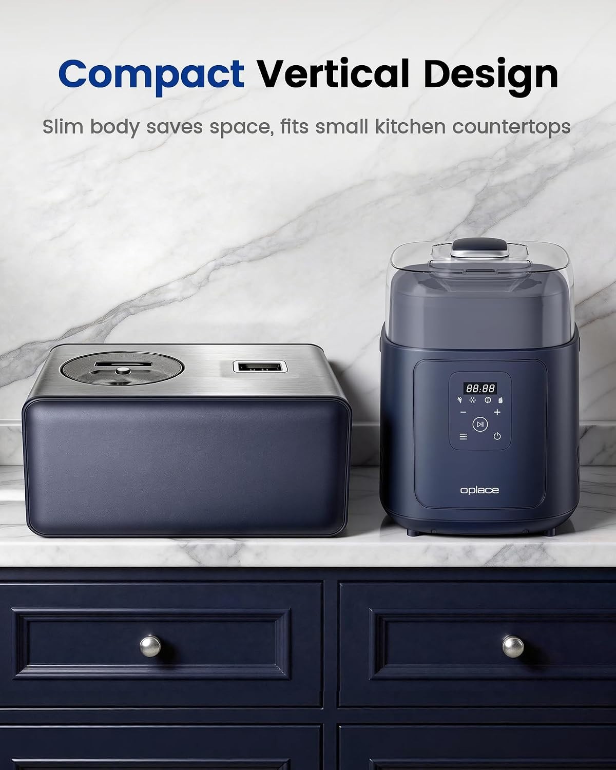 1 Quart Automatic Ice Cream Maker with Built-in Compressor No Pre-freezing