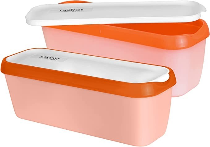 Pink Ice Cream Containers ‚Pack of 2 Reusable Plastic Containers with lids,