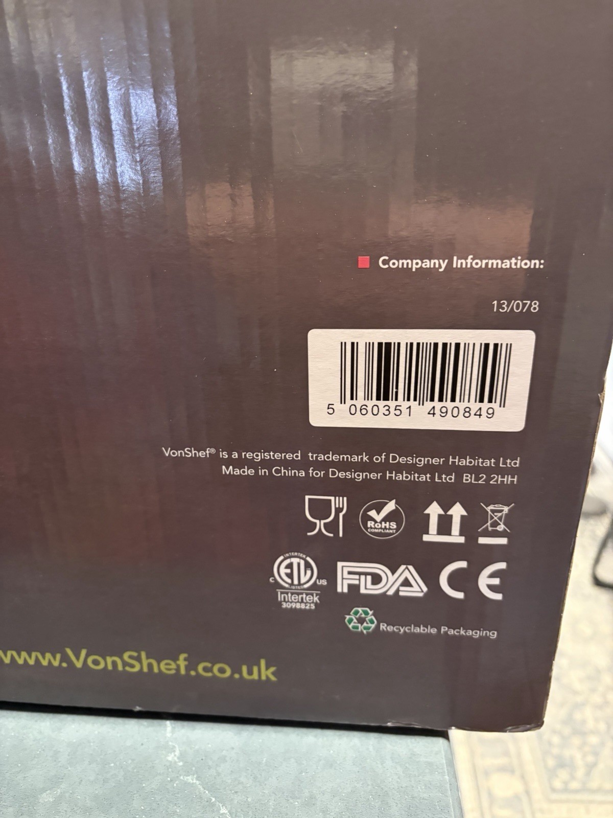 VonShef Professional Stainless ICE CREAM MAKER FROZEN Model 13-078
