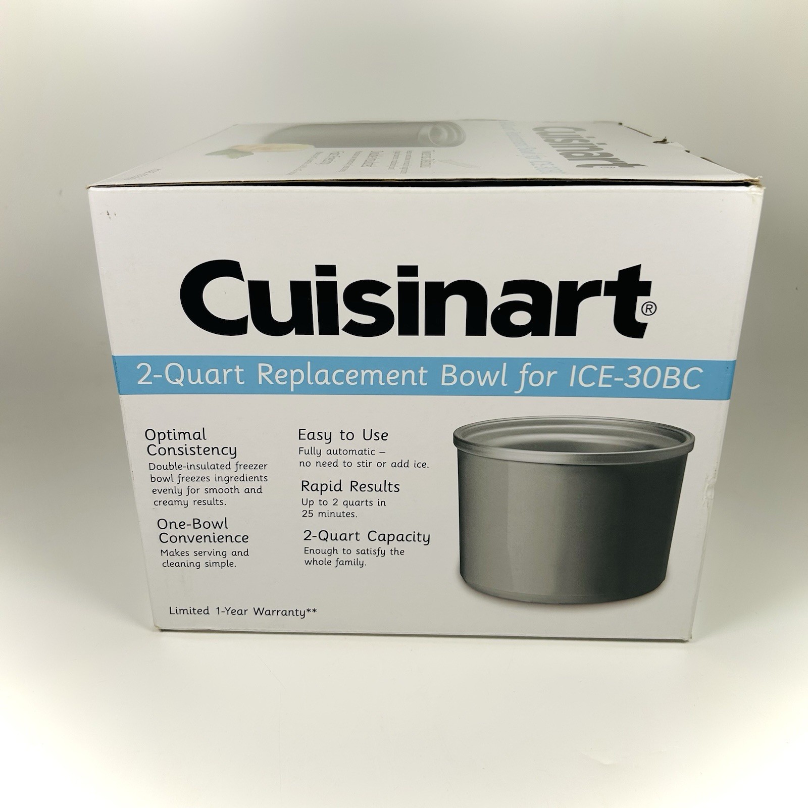 Cuisinart ICE-30RFB 2QT Replacement Freezer Bowl ICE-30BC Ice Cream Yogurt Maker