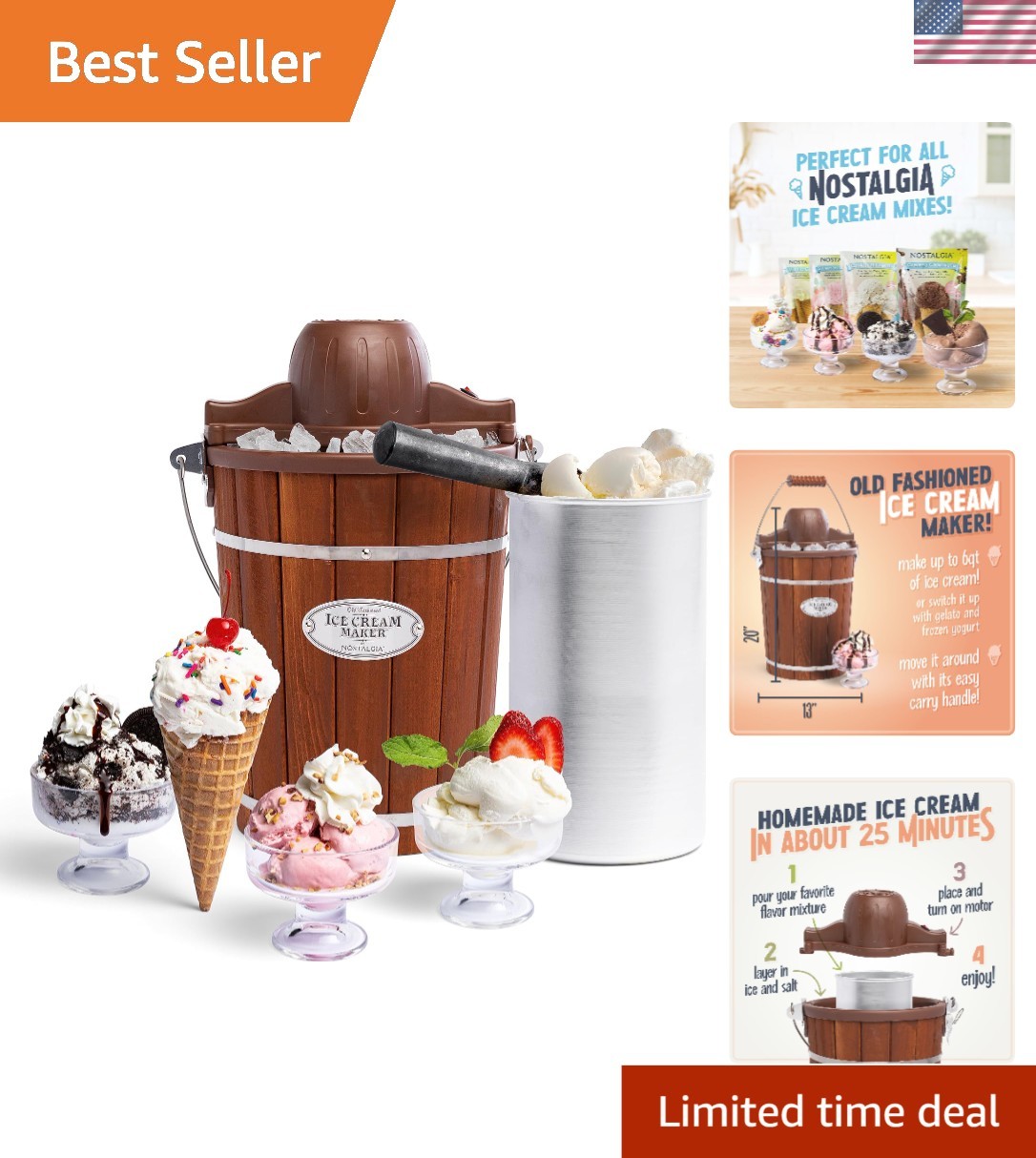 Old-Fashioned Ice Cream Machine – Quick 6 Qt Electric Maker for Frozen Desserts