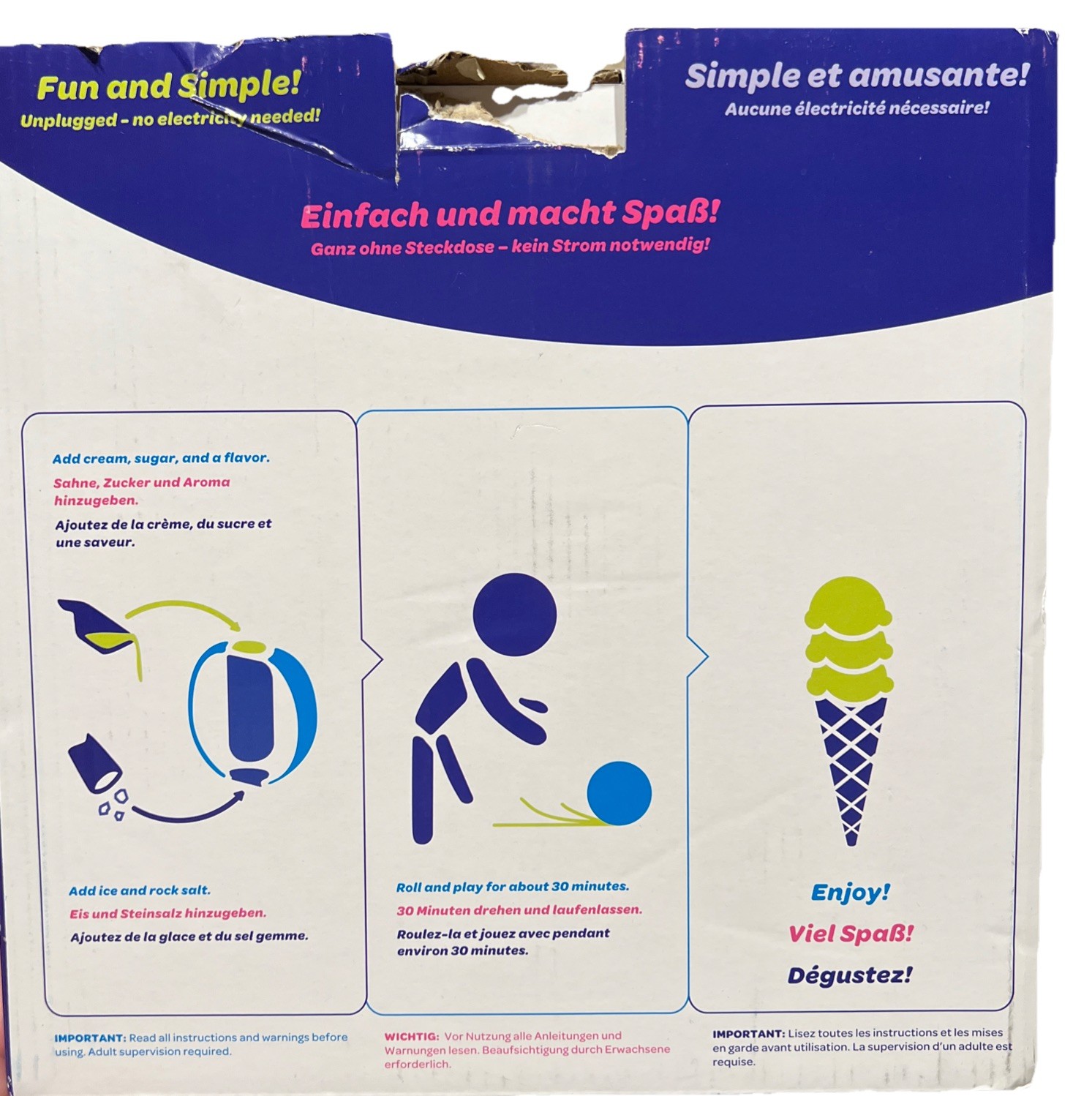 Yay Labs High Fives UCO Soft Shell Blue Ice Cream Ball Maker 1 Quart w/ Box READ