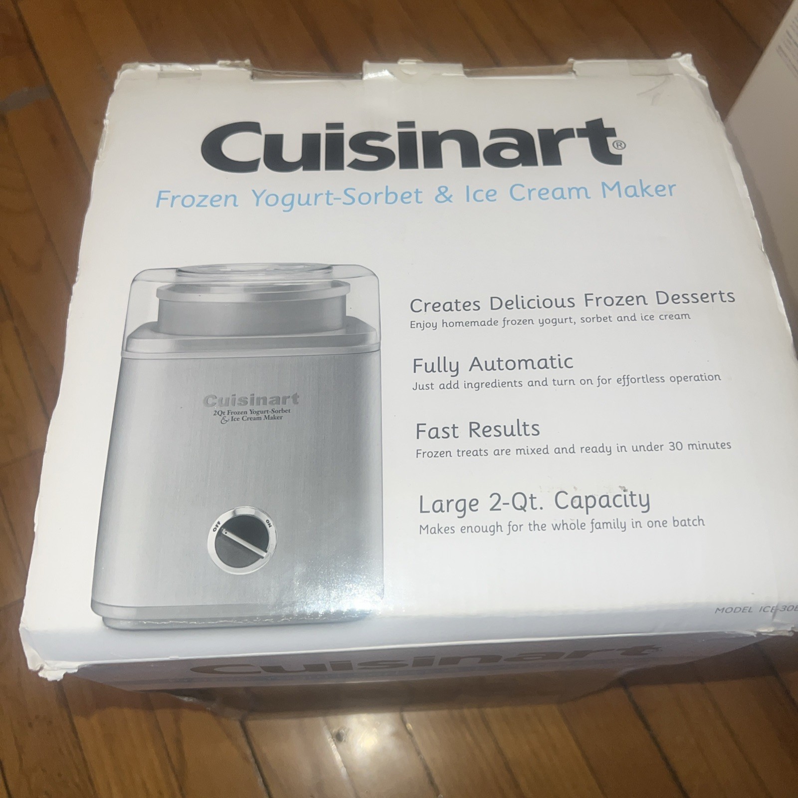 Cuisinart ICE-30BC Ice Cream/ Sorbet and Frozen Yogurt Machine 2-Qt Silver New