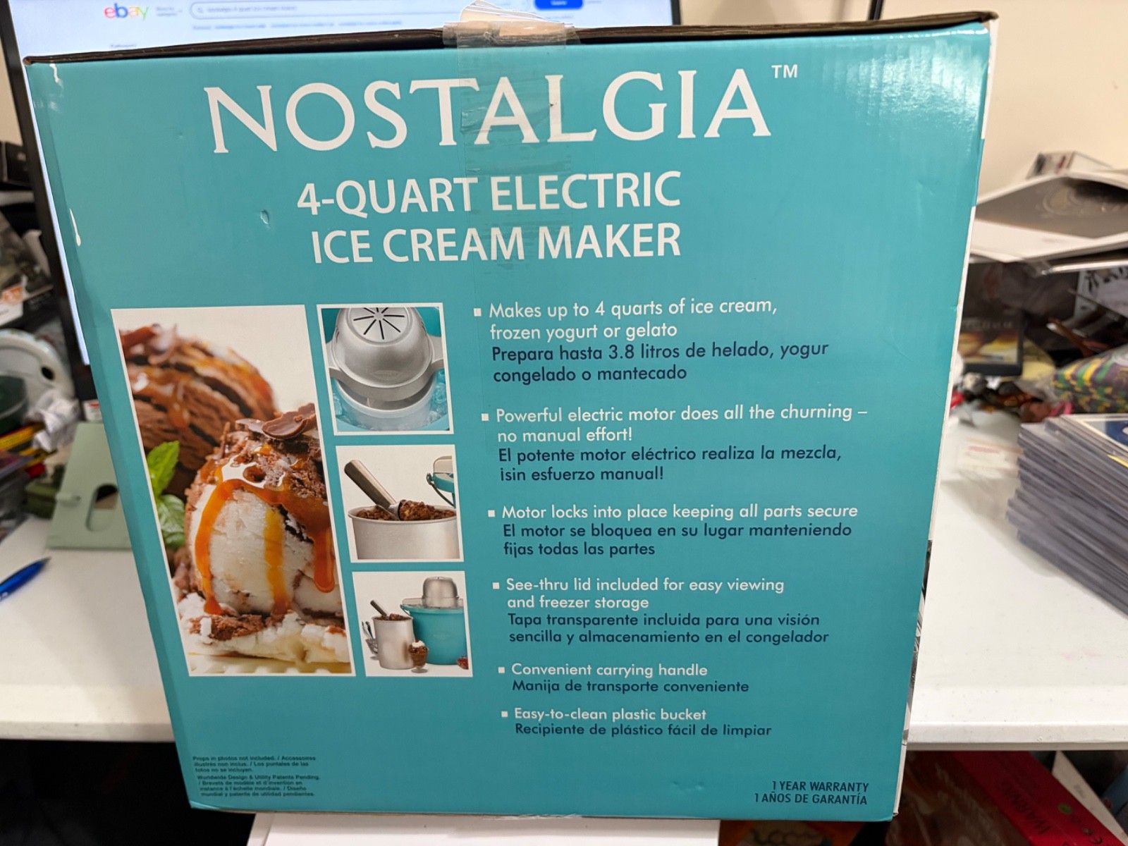 Nostalgia 4-Quart Electric Ice Cream Maker Homemade Ice Cream NEW SEALED BOX