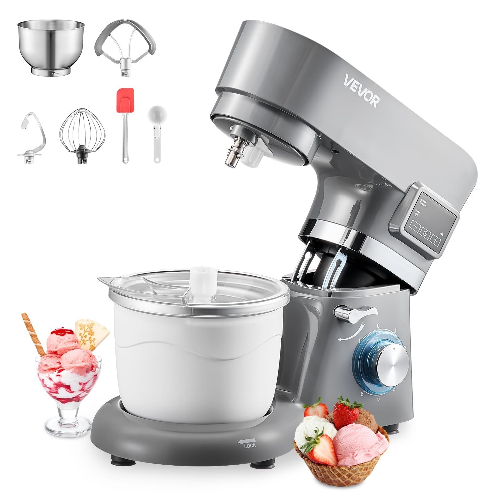 VEVOR Ice Cream Maker 2.11 Qt Electric Automatic Stainless Steel