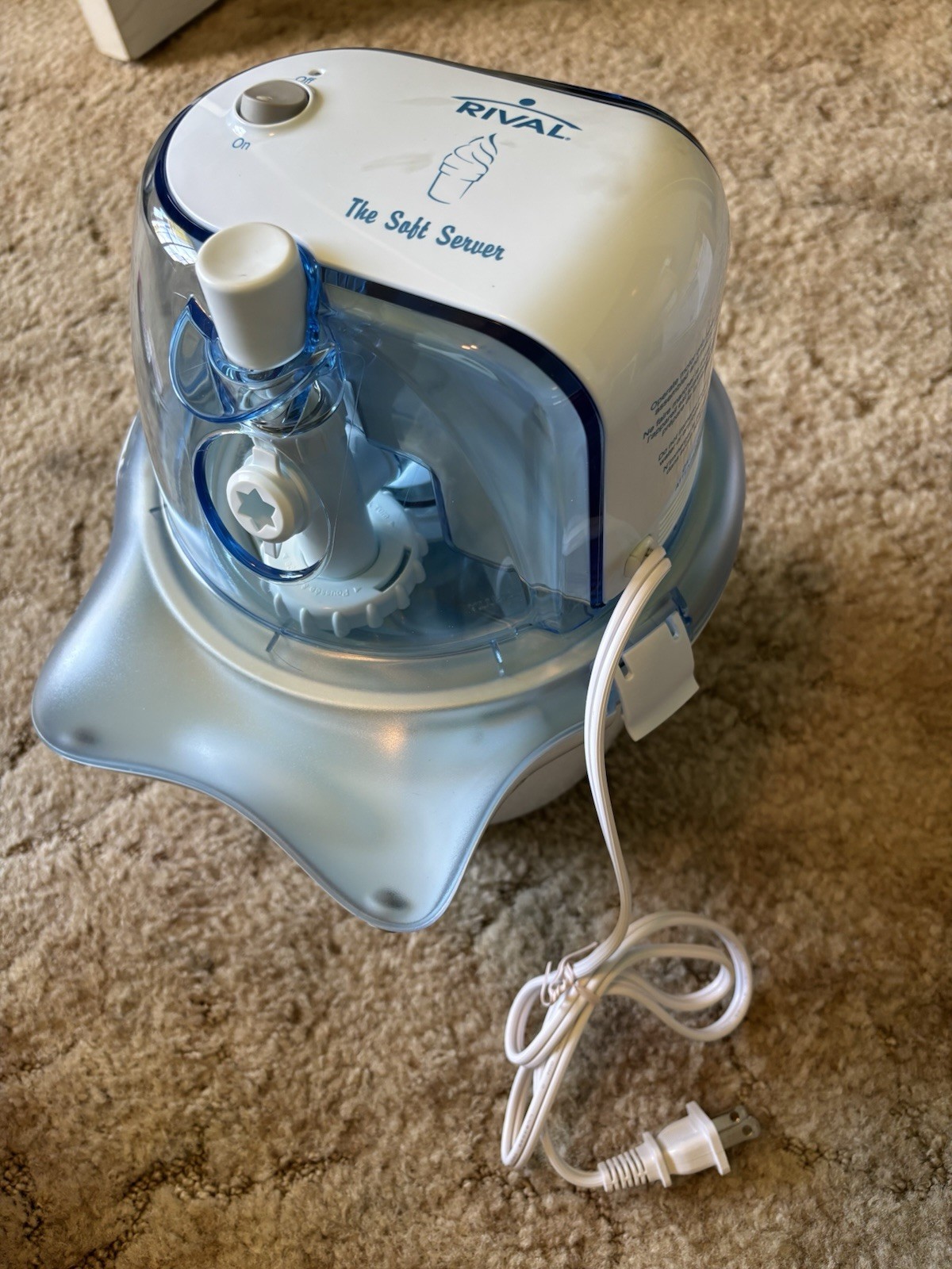 The Soft Server Ice Cream Maker Blue/White Countertop Frozen Yogurt Machine
