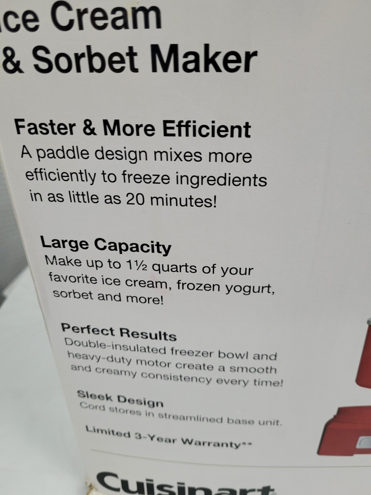 Cuisinart Automatic Frozen Yogurt, Ice Cream, and Sorbet Maker Red