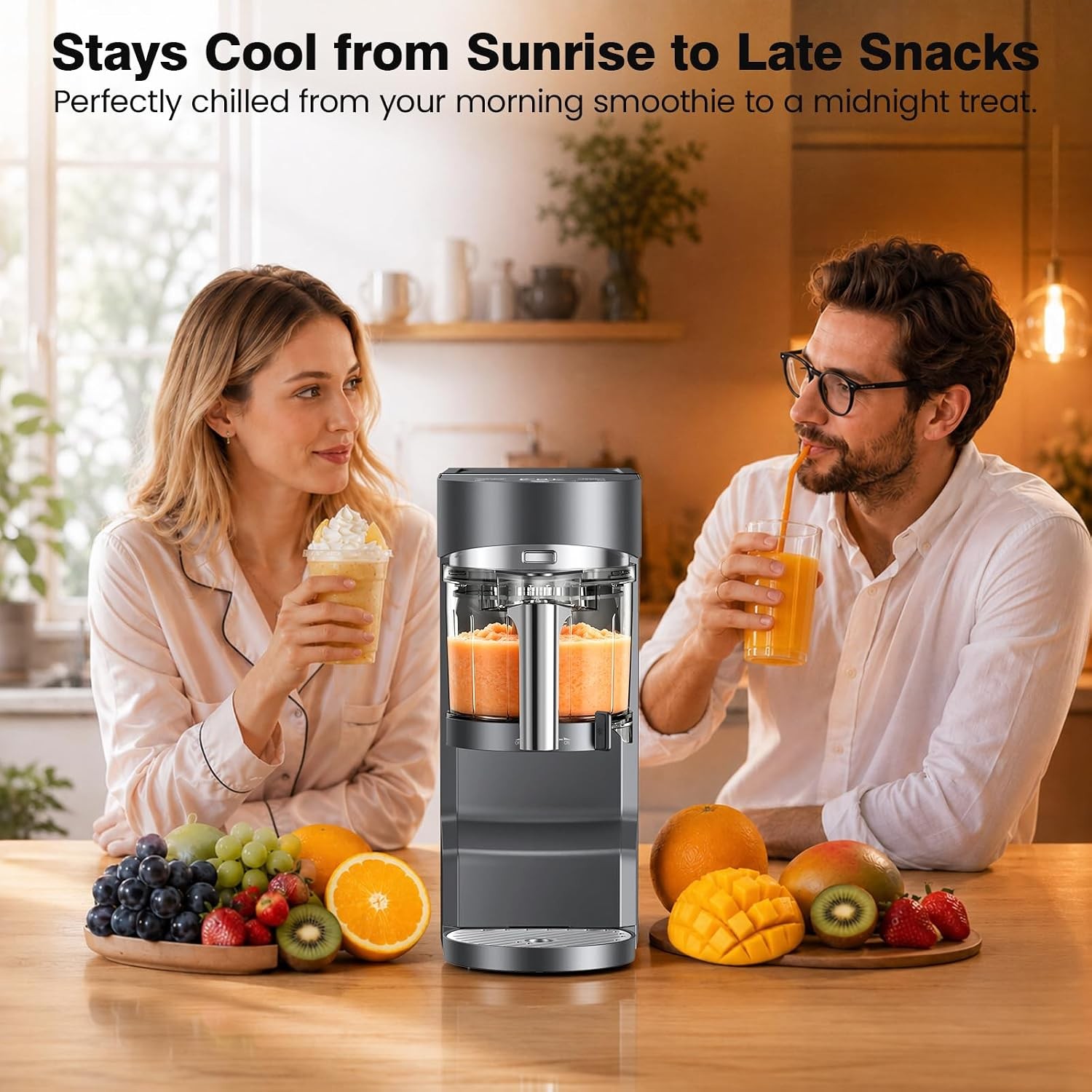 Slushie Machine Home Ice Cream Maker 30OZ Light Gray Slushy Margarita Frozen