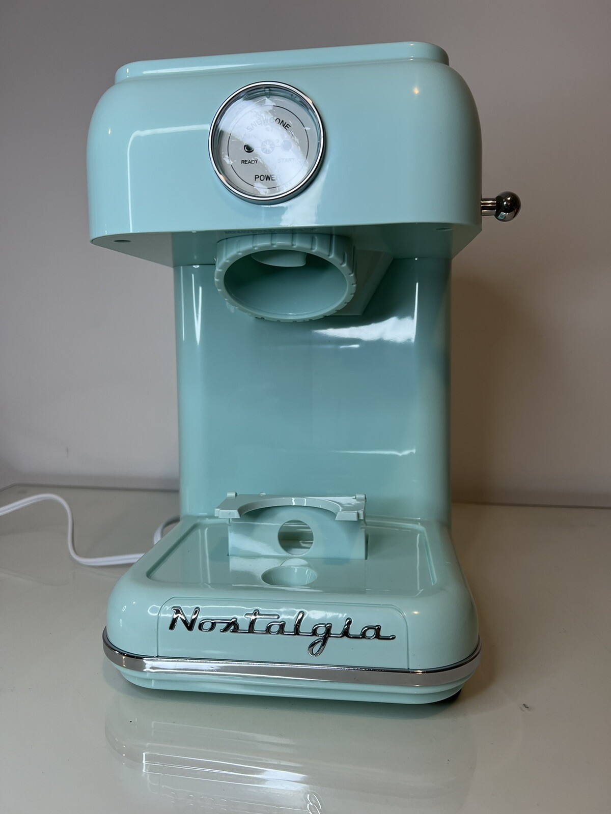 Nostalgia Snow Cone Machine Shaved Ice Classic Retro Single Aqua Teal w Box