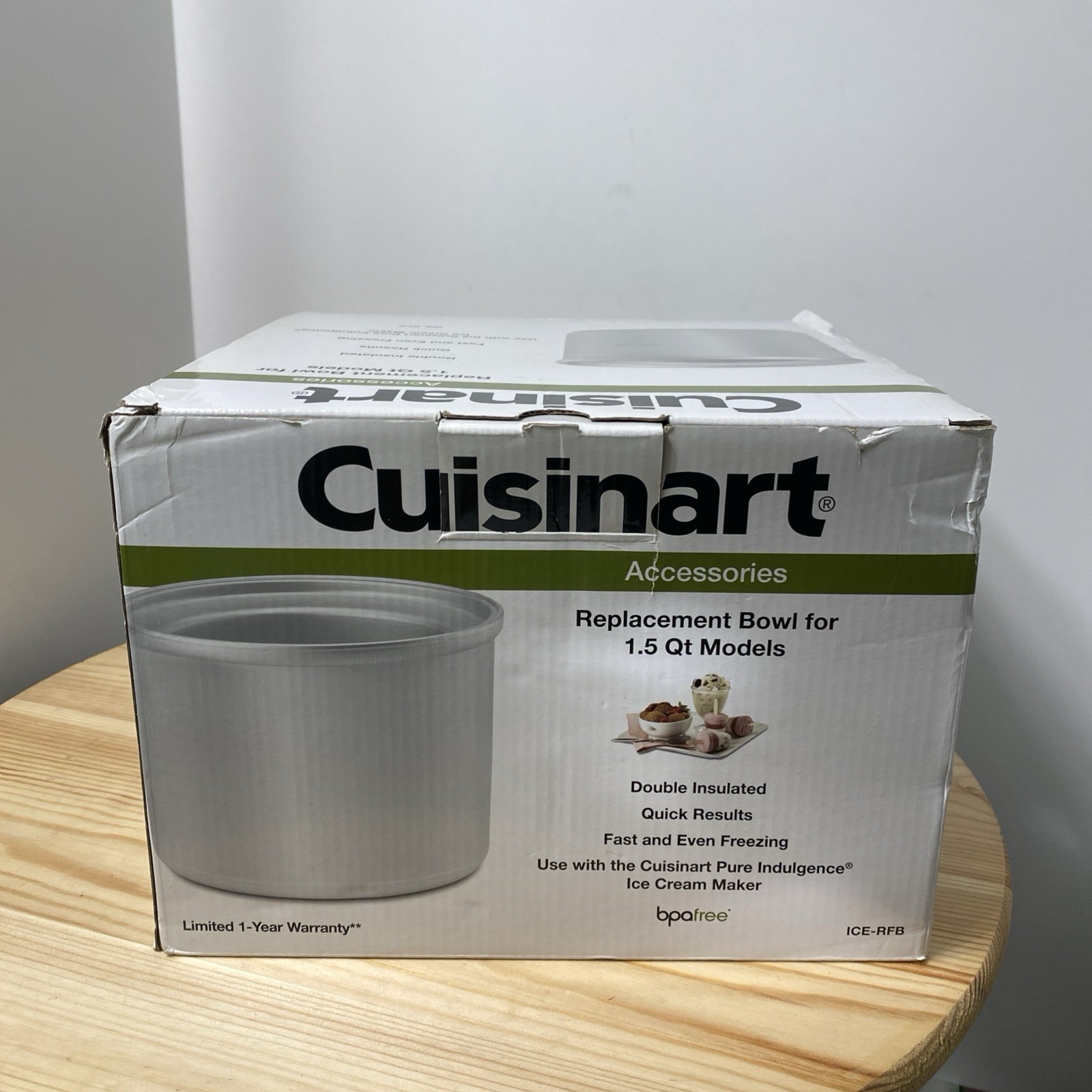 Cuisinart Model ICE-RFB 1.5qt. Ice Cream Yogurt Maker Freezer Bowl White New