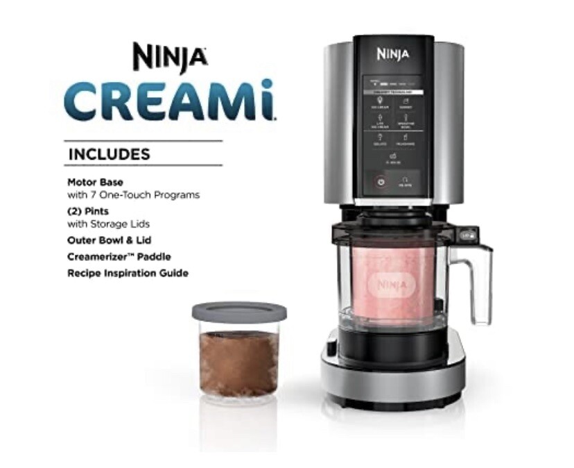 Ninja NC301 CREAMi Ice Cream Maker 7 One-Touch Programs 16oz Pints Silver/Black