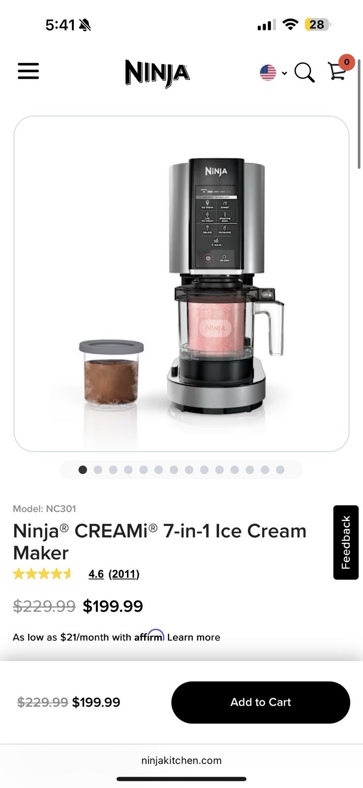 Ninja CREAMi 7-in-1 Ice Cream Maker – Original Model – For Parts/Repair