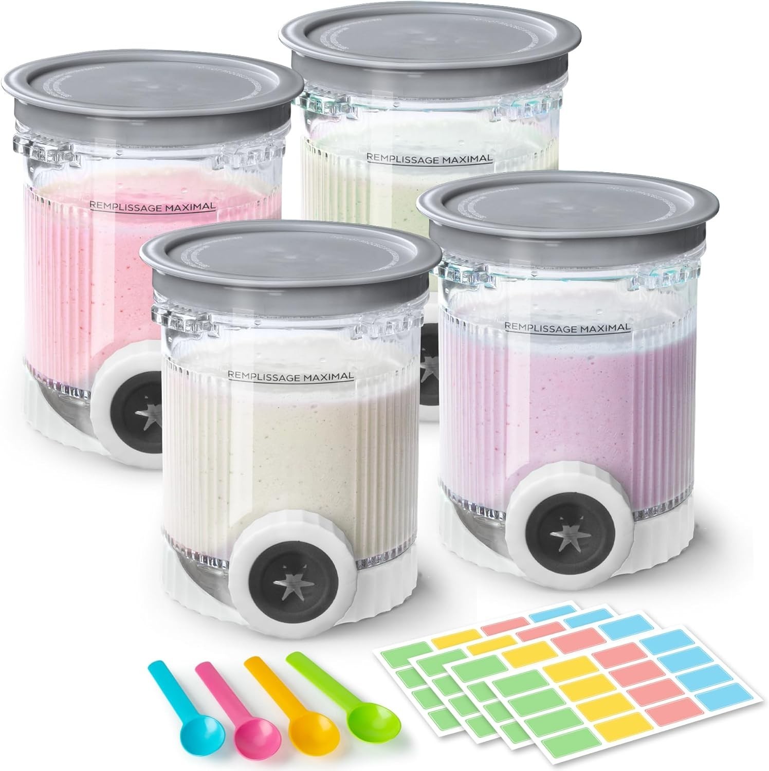 4 Pack Creami Swirl Pints & Lids for Ninja, Compatible with NC700 Series Ninja S