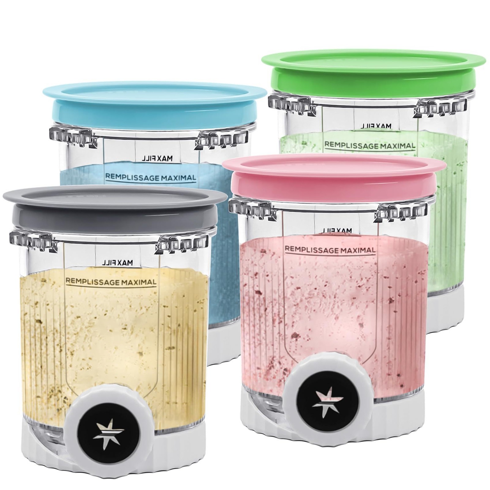 4PCS Ice Cream Container Storage Cup Jar With Lids For Ninja Creami NC700 NC701