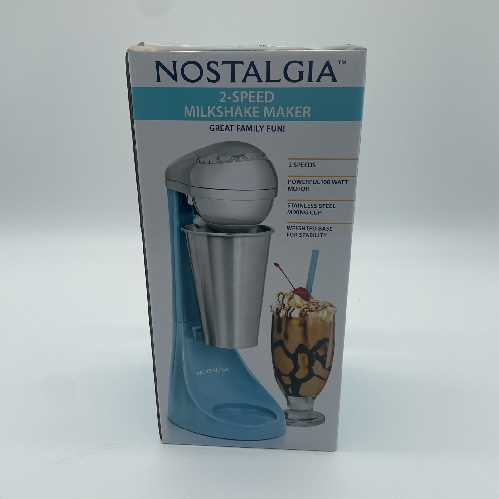 Nostalgia Retro Electronic 2 Speed Milkshake Maker 16oz Stainless Steel Cup New