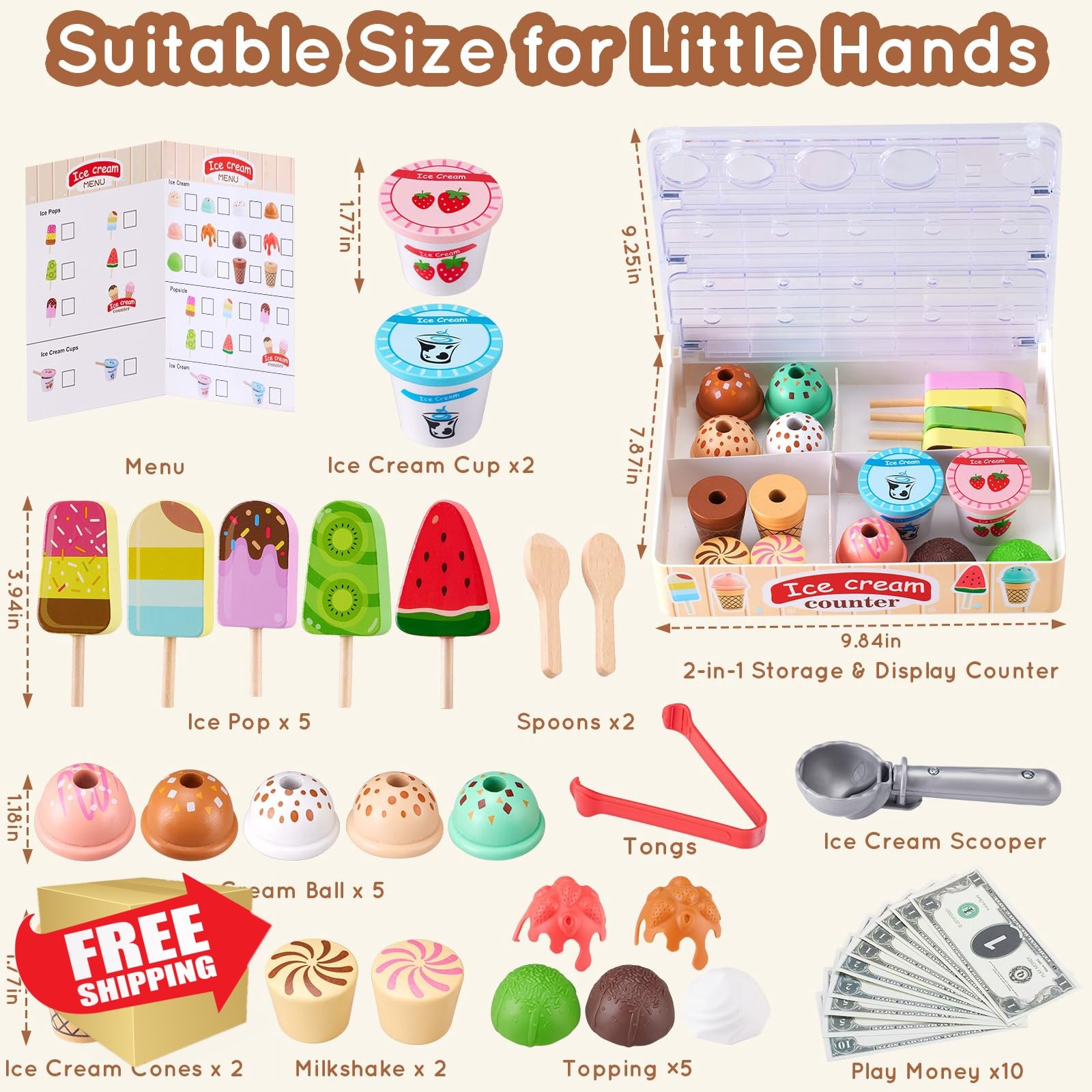 Ehome 2-in-1 Ice Cream Toy Beige