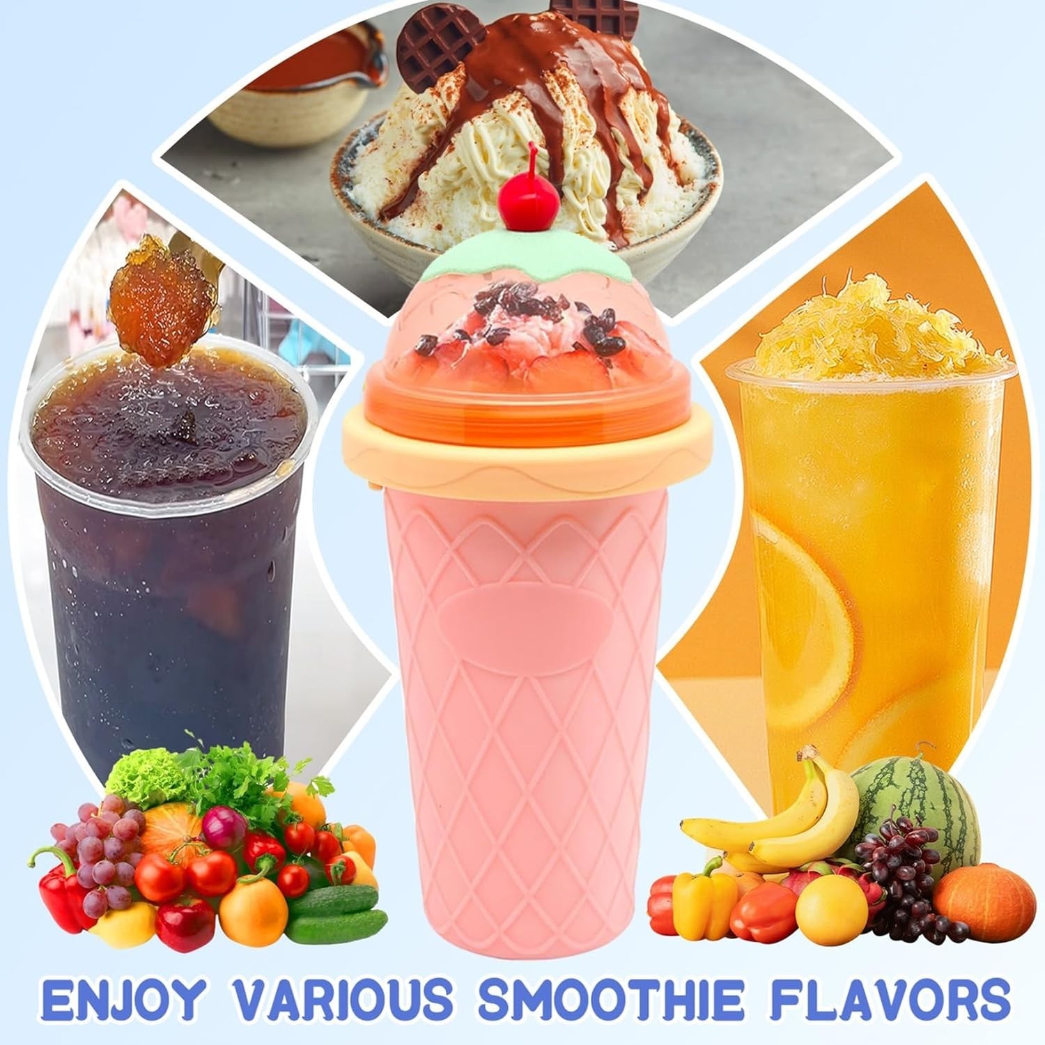 Slushie Cup 2 Pack Slushy Maker Cups DIY Magic Squeeze Cups Juice Milk Yogurt