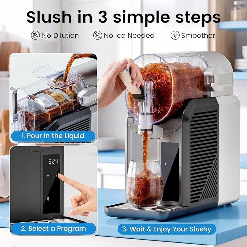 6-in-1 Slushie Maker Frozen Drink Machine W/ Self-Cleaning Recipe Guide New