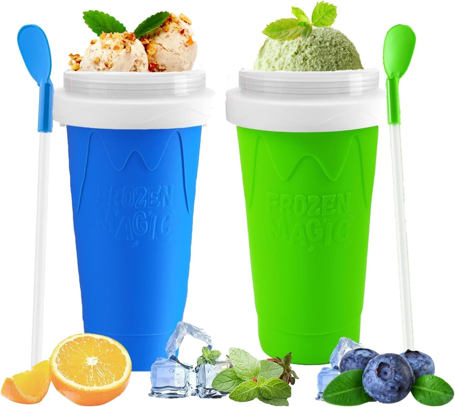 2 Packs Magic Quick Frozen Smoothies Maker – Portable Double Layer Slushy Maker