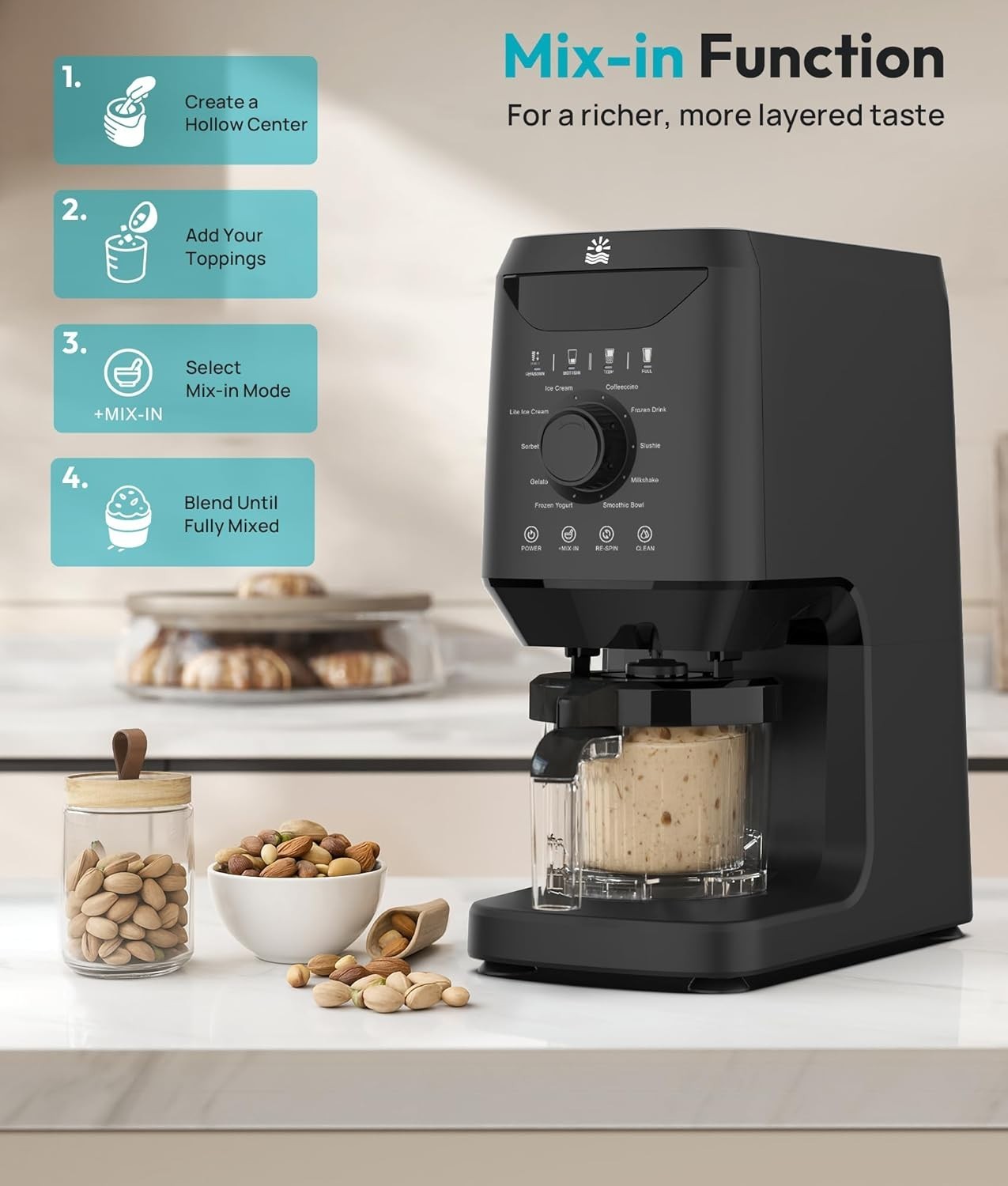 Rellytech CE0237 12-in-1 Automatic Ice Cream Maker Machine w/ 2 Pint Containers