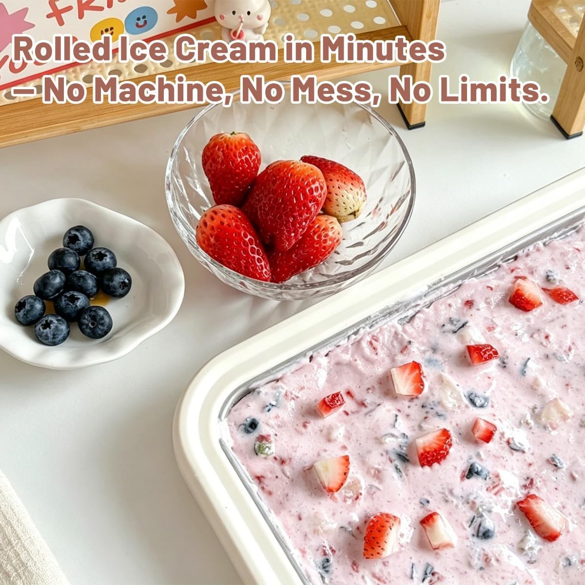 Rolled Ice Cream Maker, Instant SUS316 Ice Cream Roller Kit 2 Spatulas