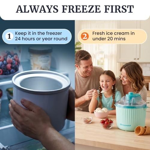 EIM1750 Self-Churning Electric 1Qt. Ice Cream Maker, Homemade Ice Cream,
