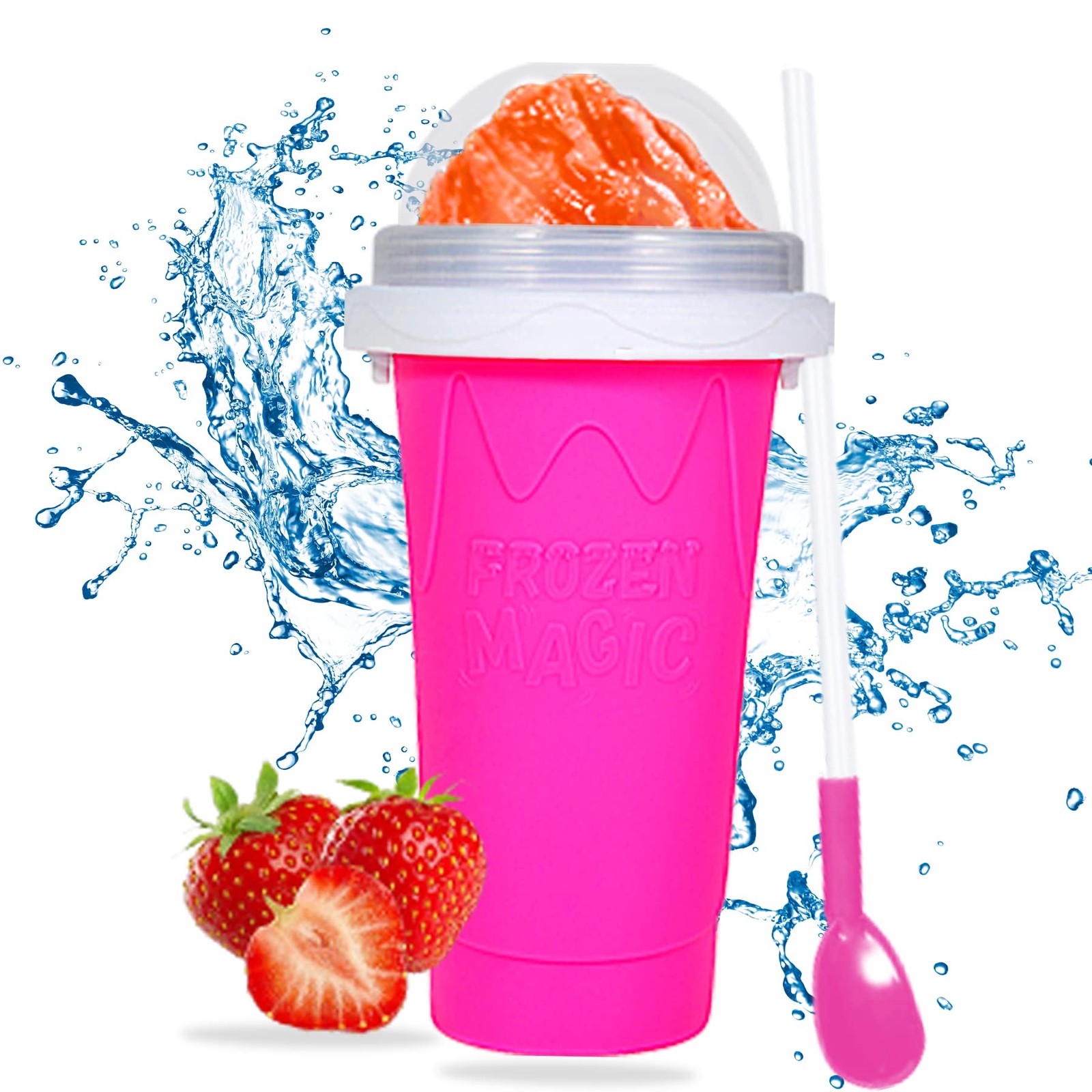 Fun Tik Tok Stuff Slushy Maker Cup, Frozen Magic Slushie Squeeze PINK, PINK