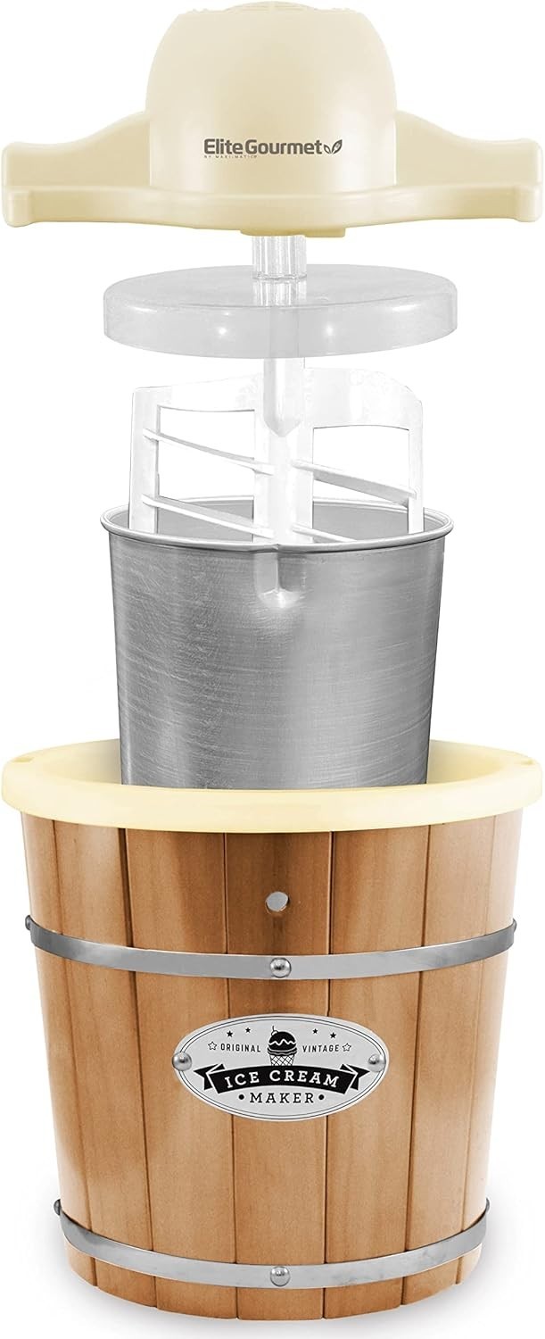 Vintage 4Qt Electric Ice Cream Maker with Leak-Proof Liner