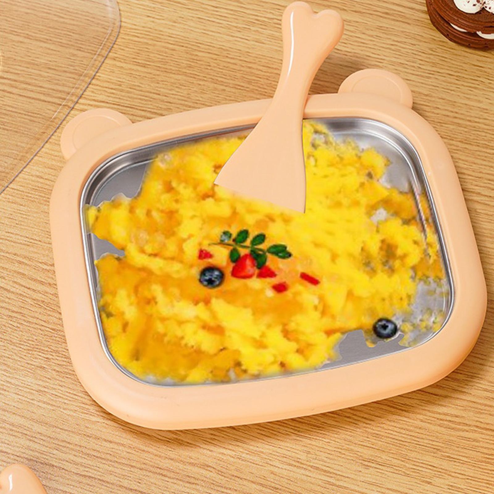 Rolled Ice Cream Maker Kit with Tray, Lid & Scrapers for Family