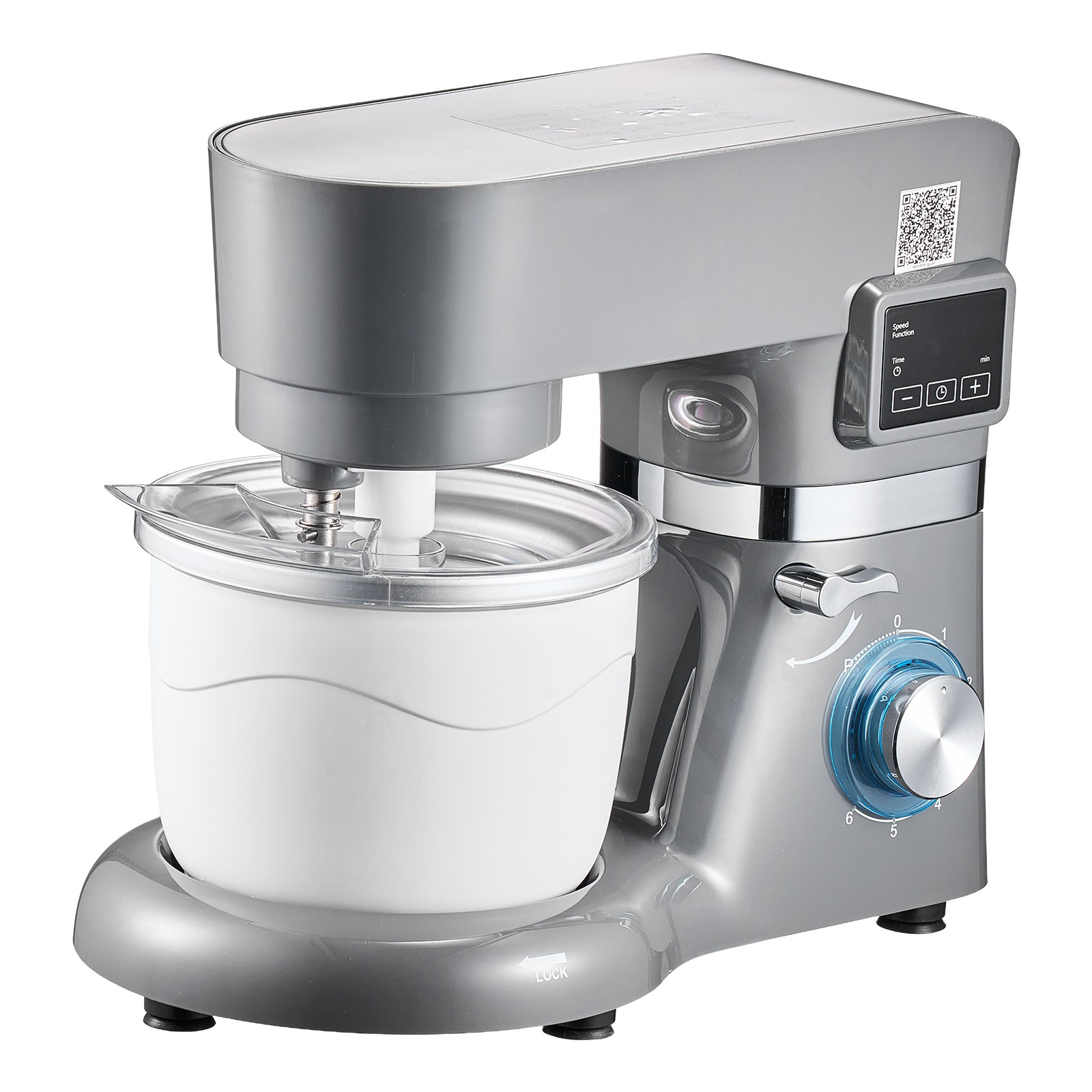 Uimoso 1.8 Qt Ice Cream Maker with 6-Speed Stand Mixer and Steel Bowl – Grey