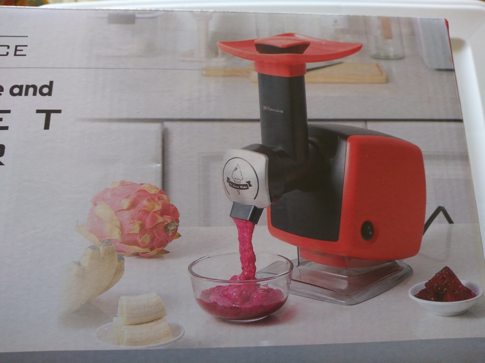 UBER Sorbet Maker Appliance Automatic Soft Serve Fast & Fresh Use Frozen Fruit