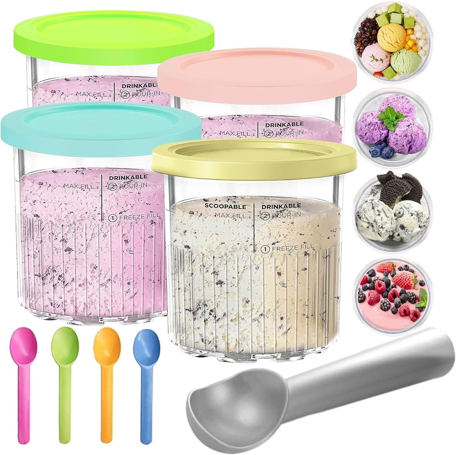 4X Ice Cream Container 800ml Storage Cup With Lids For Ninja Creami NC500 NC501