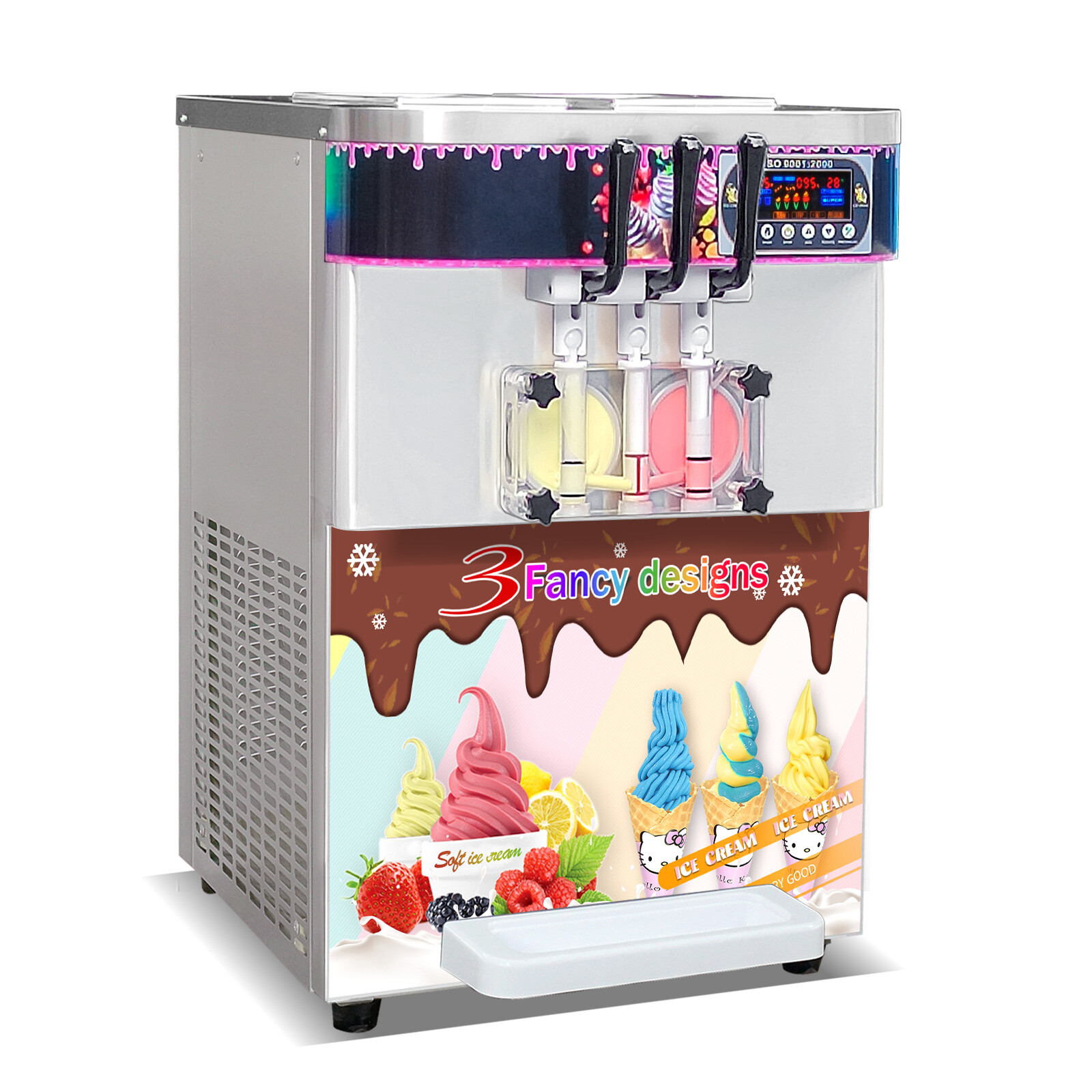 Kolice Desktop 2+1 mixed soft serve ice cream machine, gelato ice cream maker