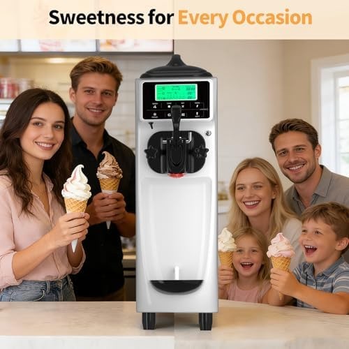 Ice Cream Machine – 3.5 Gals/H Single Flavor Ice Cream Maker 5 Inch Screen So…