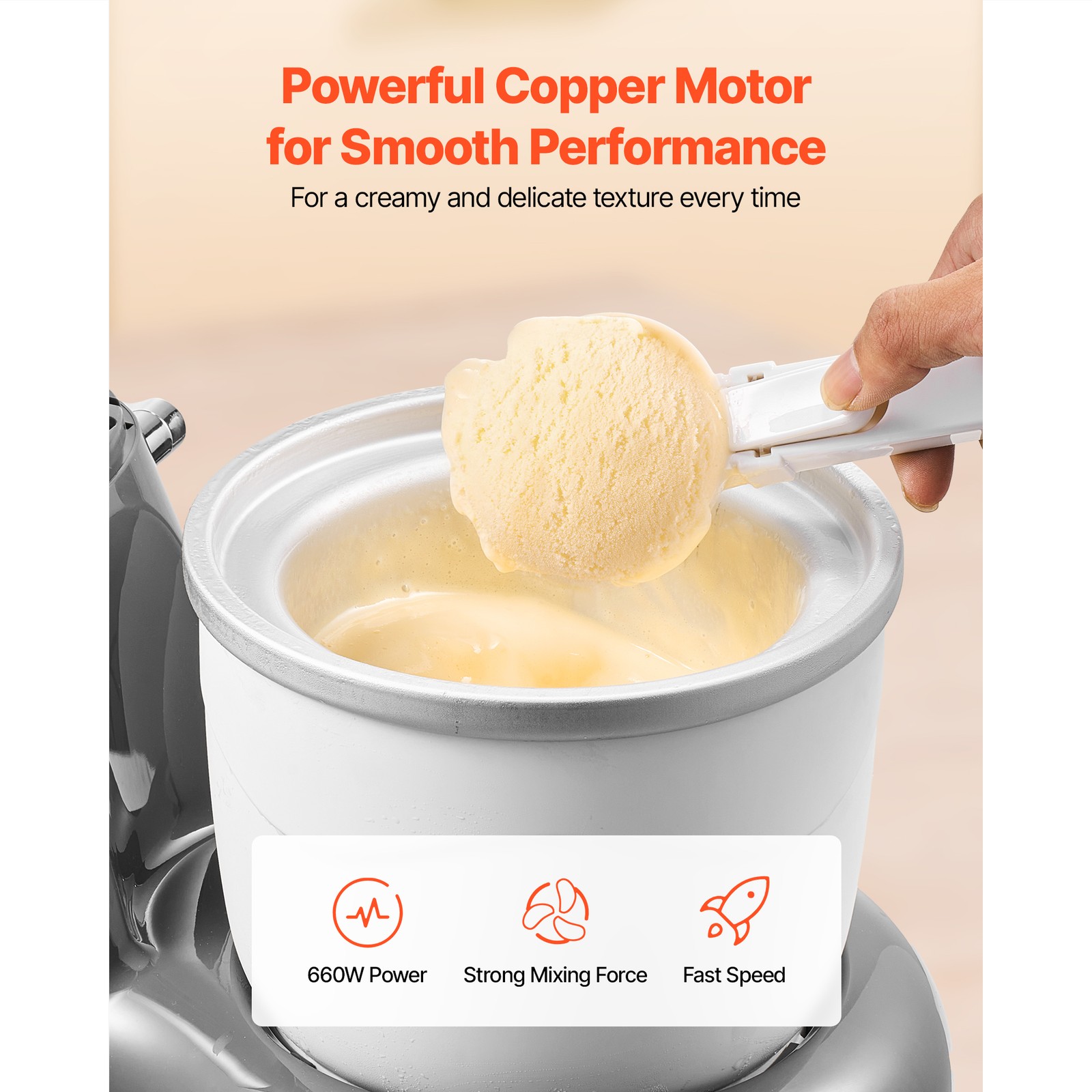 Uimoso 1.8 Qt Ice Cream Maker with 6-Speed Stand Mixer and Steel Bowl – Grey