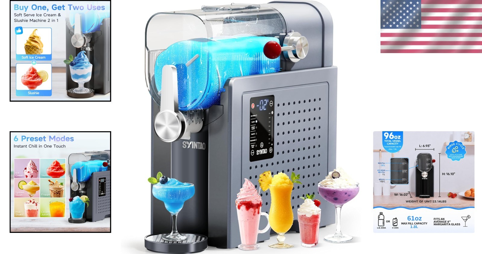 No-Ice-Needed Ice Cream Maker & Slushie Machine