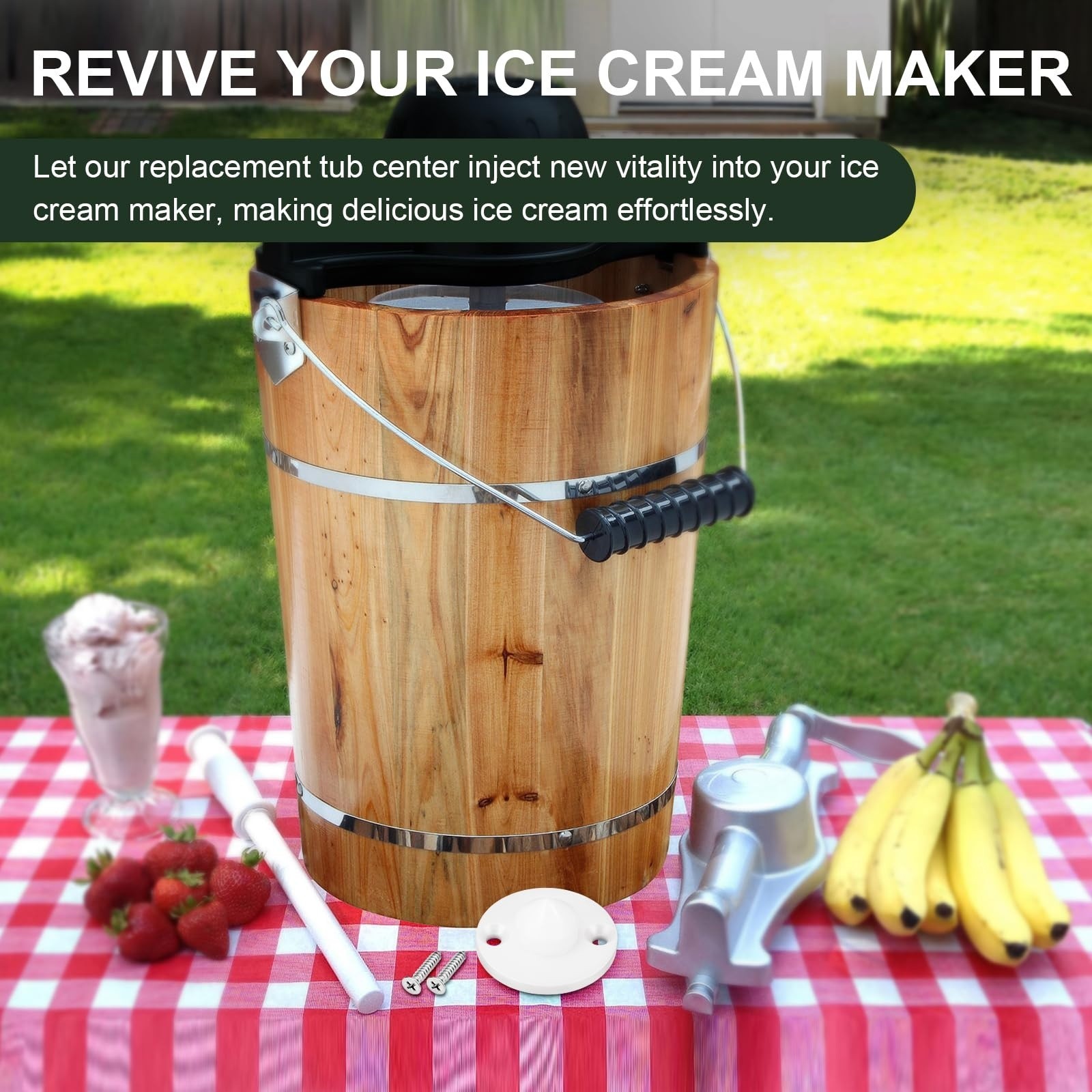 Ice Cream Maker Tub Center Base Replacement Plastic Freezer Part with Screws New