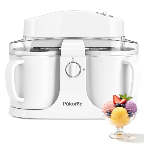 Home Ice Cream Maker Machine with 2 Ice Cream Bowls,0.9 Standard Pure White