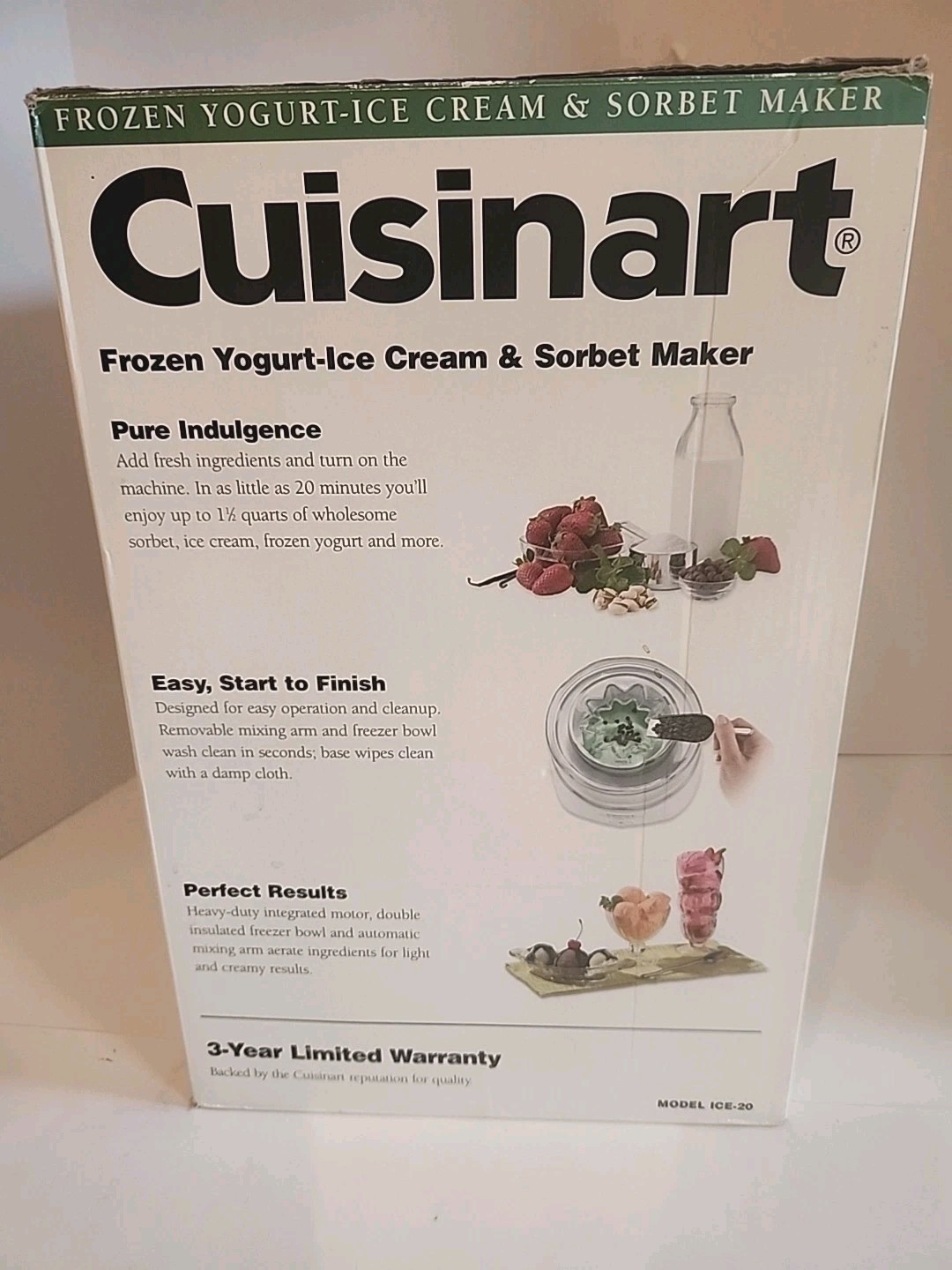 Cuisinart ICE-20 1-1/2 QT Automatic Yogurt, Ice Cream & Sorbet Maker . New