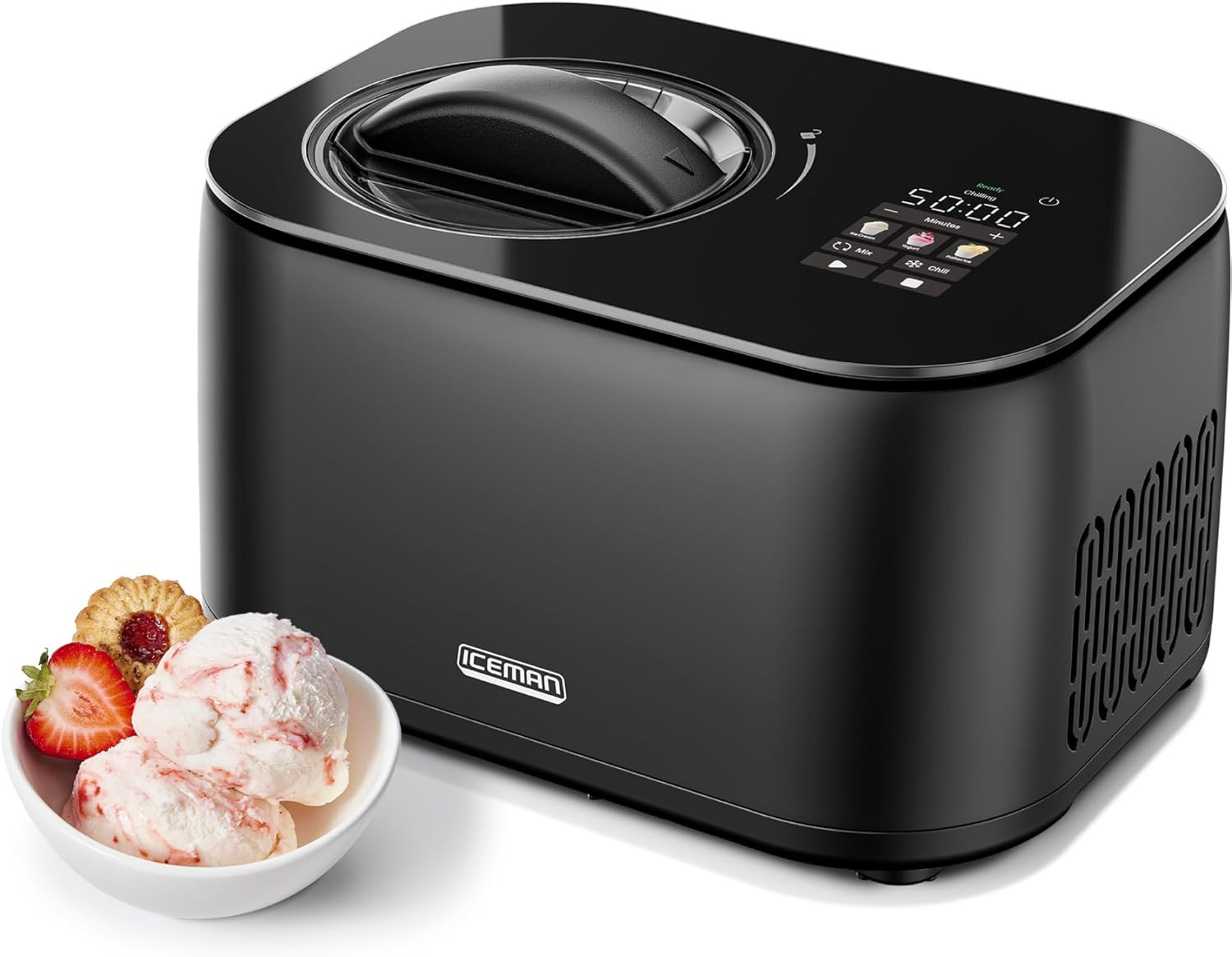Iceman by Chefman Ice Cream Maker, No Pre-Freezing with Built-In Compressor, Mak
